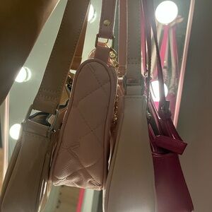 Elegant Pink and Cream Women's Handbag Set